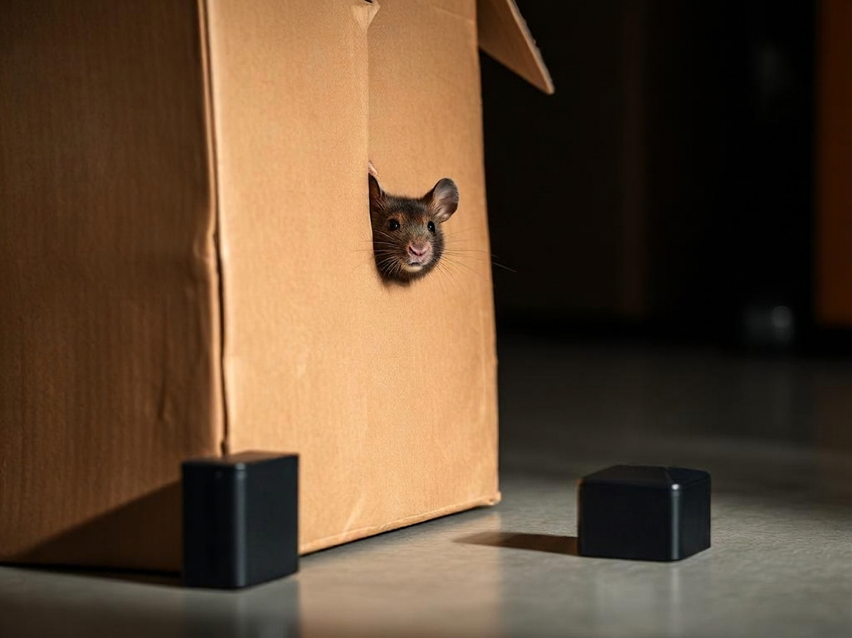Technician installing a rodent bait station in a garage